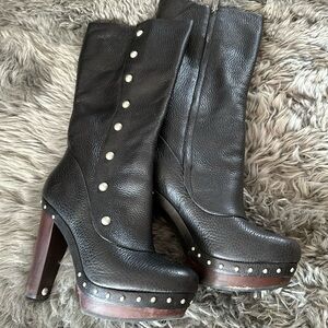 Ugg black studded heeled boots